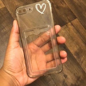 Heart Pattern Clear Card Slot Phone Case 7p/8p